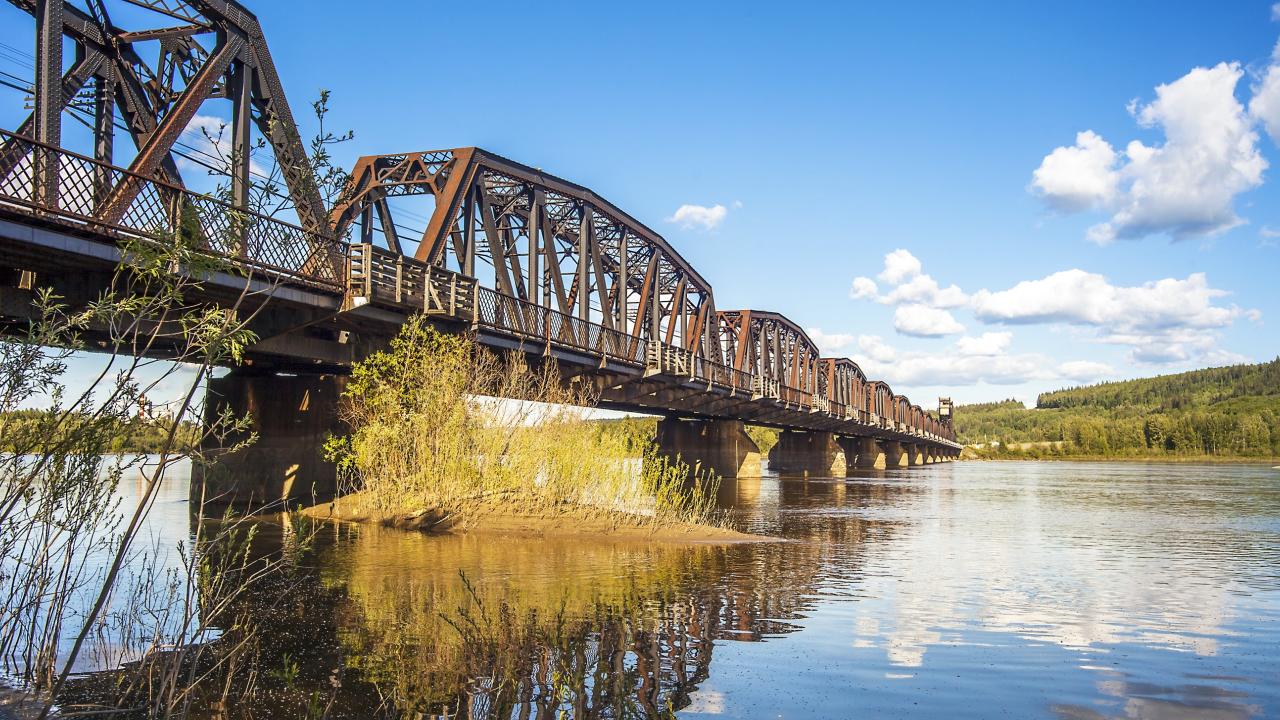 Railway bridge over the Fraser River in Prince George