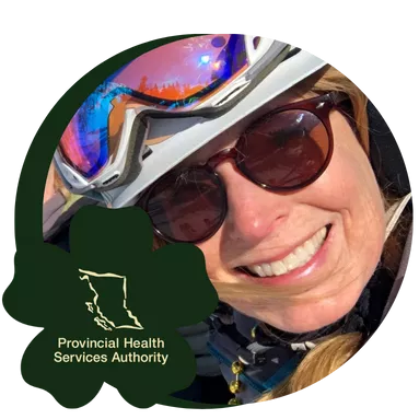 A PHSA employee on a ski trip