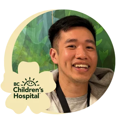 A Registered Nurse posting for a photo in BC Children's Hospital