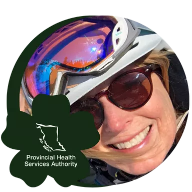 A PHSA employee on a ski trip